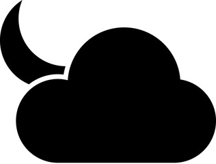 Crescent moon over cloud vector icon