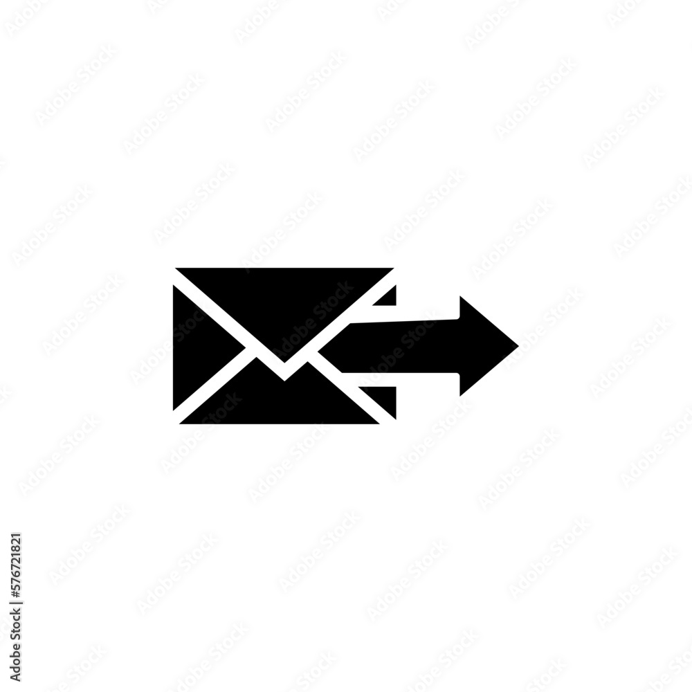 Poster arrow on an mail envelope icon. simple glyph, flat vector of web icons for ui and ux, website or mob
