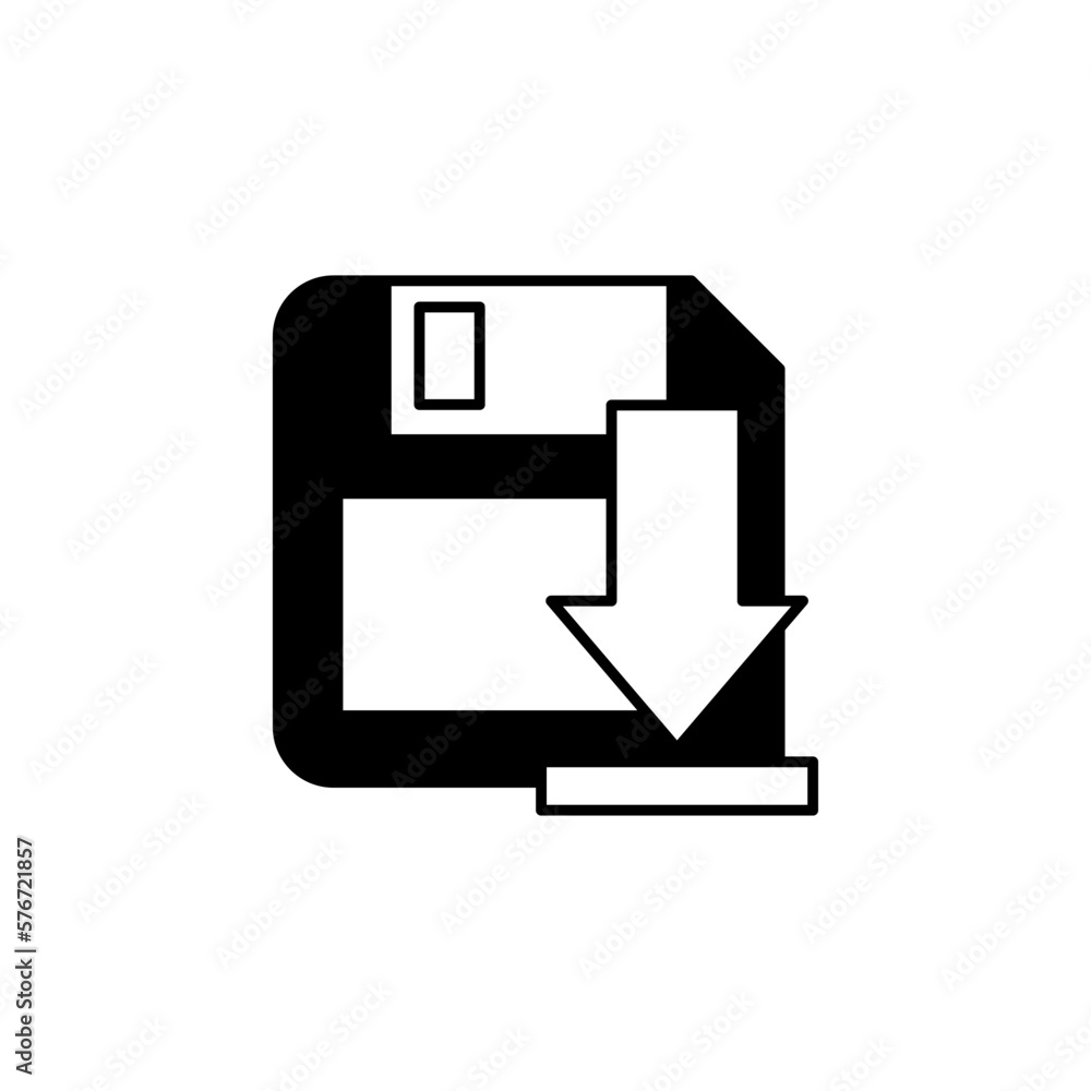 Poster save the disk with the arrow to the floppy vector icon