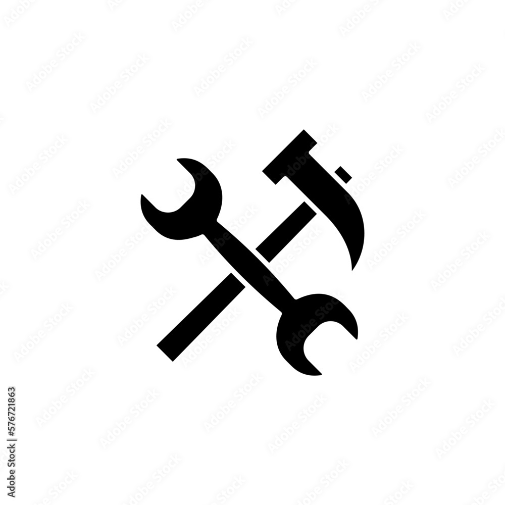 Poster repair, hammer and wrench icon. simple glyph, flat vector of web icons for ui and ux, website or mob