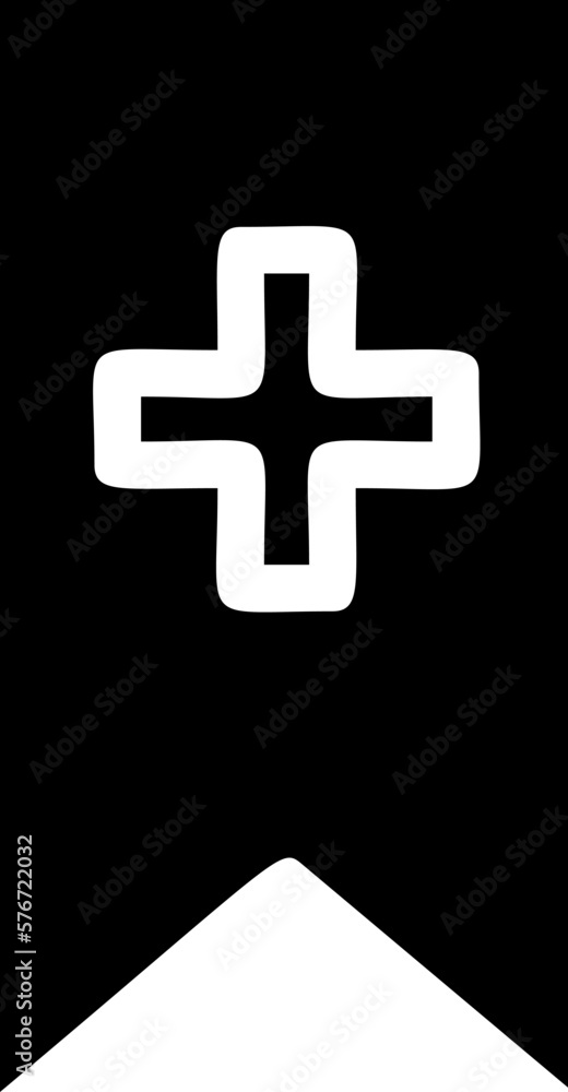 Poster bookmark flag with plus icon. simple glyph, flat vector of web icons for ui and ux, website or mobil