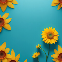 Obraz premium yellow flowers on a blue background