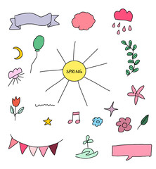 Spring icons set. Springtime icon collection. Growth symbol set. Vector with colours