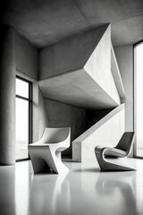 modern futuristic white interior design