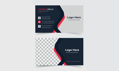 Naklejka na ściany i meble Vector design formal blue modern business card print templates. 