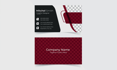 Clean and Creative Red Corporate Business Card, Name Card Template.