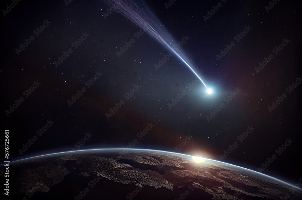 Poster comet passing over earth generative ai