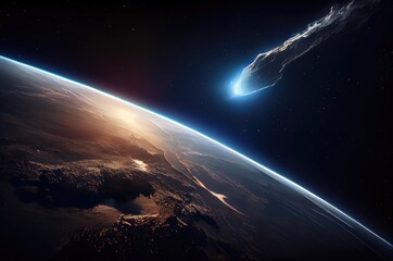 Comet In Space Near Earth Generative AI