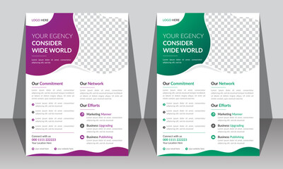 Business flyer design. A4 flyer template, modern template, in gradient color, and modern design, perfect for creative professional business Business Flyer Layout with Colorful. 2 Type flyer Template. 