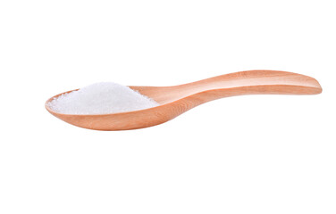 sugar in wooden spoon on transparent png.