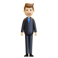 A very angry man with clenched fists. Angry boss, office worker. An aggressive character in a tuxedo, an unbalanced person. 3D rendering of the character in high quality. 3D Illustration