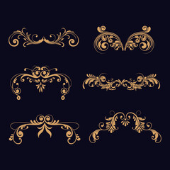 set of floral element vintage border