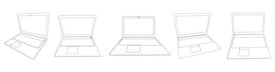 One continuous line of Laptop. Thin Line Illustration vector concept. Contour Drawing Creative ideas.