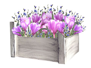 crocuses, spring flowers illustration