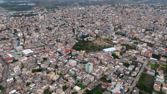 Qalqilya Governorate Palastenian National Authority, Aerial view of the city skyline
