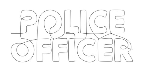 One continuous line of Police Officer word. Thin Line Illustration vector concept. Contour Drawing Creative ideas.