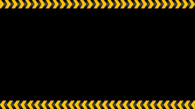 Animation Construction Background texture black and yellow template, Black and yellow warning line striped rectangular background, yellow and black stripes, seamless motion graphics