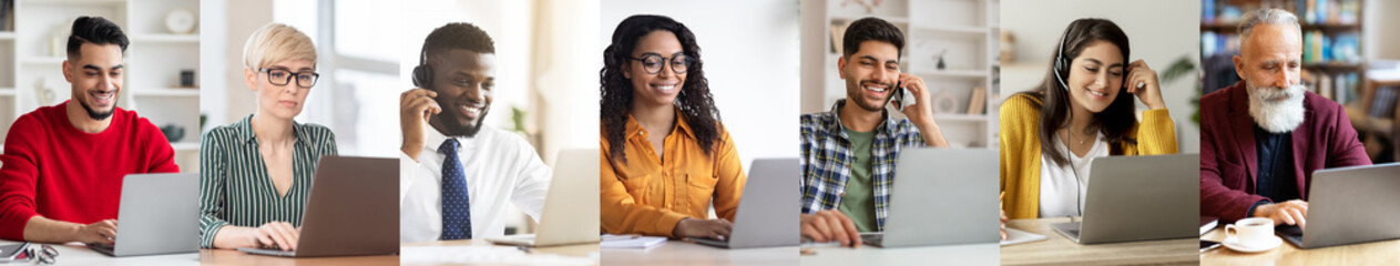 Collage for remote employee concept, set of photos