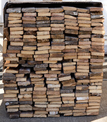 Stacked kindling wood for fire. 