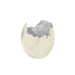 Cracked egg. Eggshell cracking stage. Design element of fragile broken egg