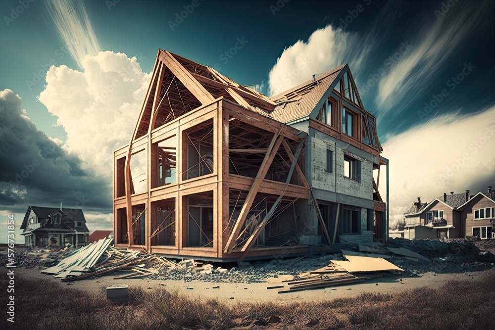 Aufkleber building a house from the ground up - a photographic exploration generative ai
