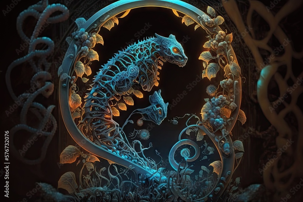 Poster a nightmare in the ether: a fascinating fantasy representation of dna generative ai
