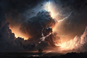 A Magisterial View of Tempestuous Clouds and Glaring Lightning Generative AI
