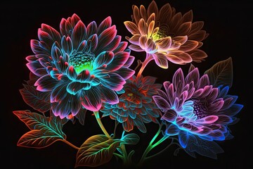 A Miracle of Beaming Brilliance: Neon Flowers Generative AI