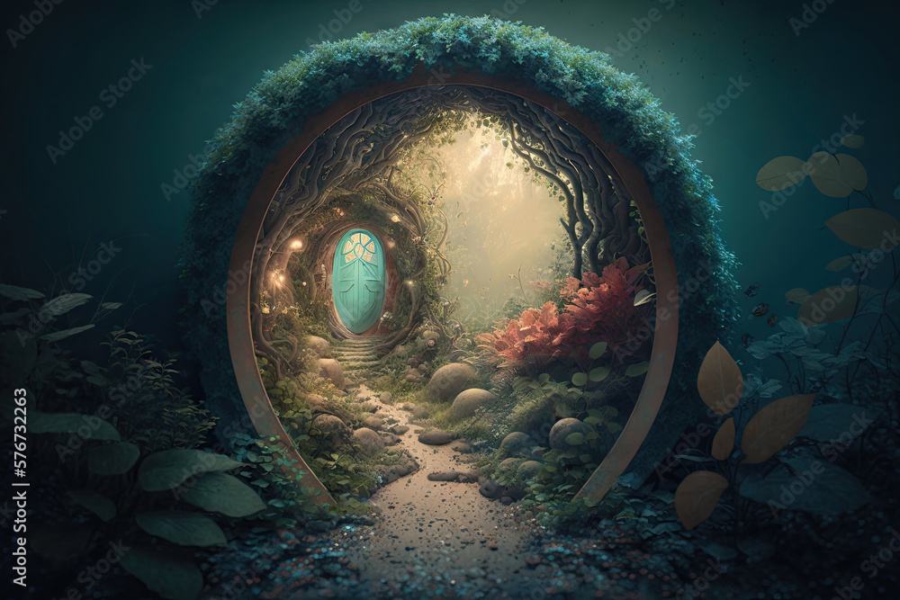 Poster a surreal journey through an enchanted terrain generative ai