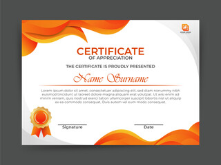 Modern certificate design with waves concept