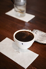 Barista preparing to test and inspecting the quality of coffee