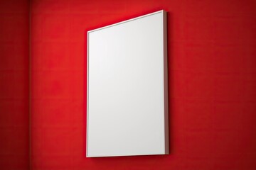 red wall poster frame mockup, Generative AI