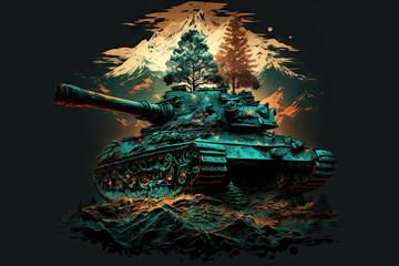 Obraz premium Awe-Inspiring Tank of Magical Majesty Generative AI
