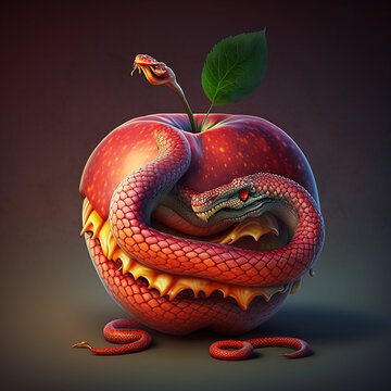 illustration of a snake in apple
