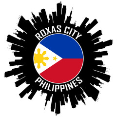 Roxas City Philippines Flag Skyline Silhouette Roxas City Philippines Lover Travel Souvenir Sticker Vector Illustration SVG EPS AI
