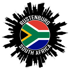 Rustenburg South Africa Flag Skyline Silhouette Rustenburg South Africa Lover Travel Souvenir Sticker Vector Illustration SVG EPS AI