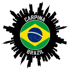 Carpina Brazil Flag Skyline Silhouette Carpina Brazil Lover Travel Souvenir Sticker Vector Illustration SVG EPS AI