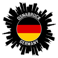 Osnabruck Germany Flag Skyline Silhouette Osnabruck Germany Lover Travel Souvenir Sticker Vector Illustration SVG EPS AI