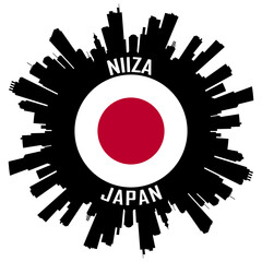 Niiza Japan Flag Skyline Silhouette Niiza Japan Lover Travel Souvenir Sticker Vector Illustration SVG EPS AI