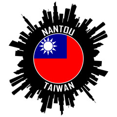 Nantou Taiwan Flag Skyline Silhouette Nantou Taiwan Lover Travel Souvenir Sticker Vector Illustration SVG EPS AI