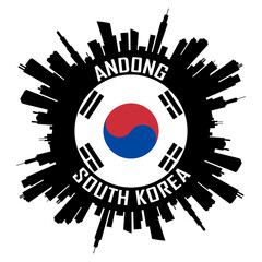 Andong South Korea Flag Skyline Silhouette Andong South Korea Lover Travel Souvenir Sticker Vector Illustration SVG EPS AI