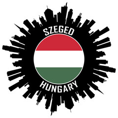 Szeged Hungary Flag Skyline Silhouette Szeged Hungary Lover Travel Souvenir Sticker Vector Illustration SVG EPS AI