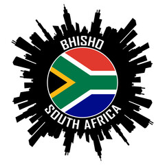 Bhisho South Africa Flag Skyline Silhouette Bhisho South Africa Lover Travel Souvenir Sticker Vector Illustration SVG EPS AI