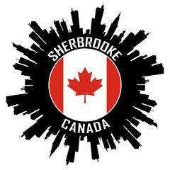 Sherbrooke Canada Flag Skyline Silhouette Sherbrooke Canada Lover Travel Souvenir Sticker Vector Illustration SVG EPS AI