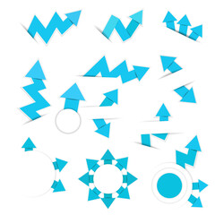 The blue paper has arrowheads with shadows