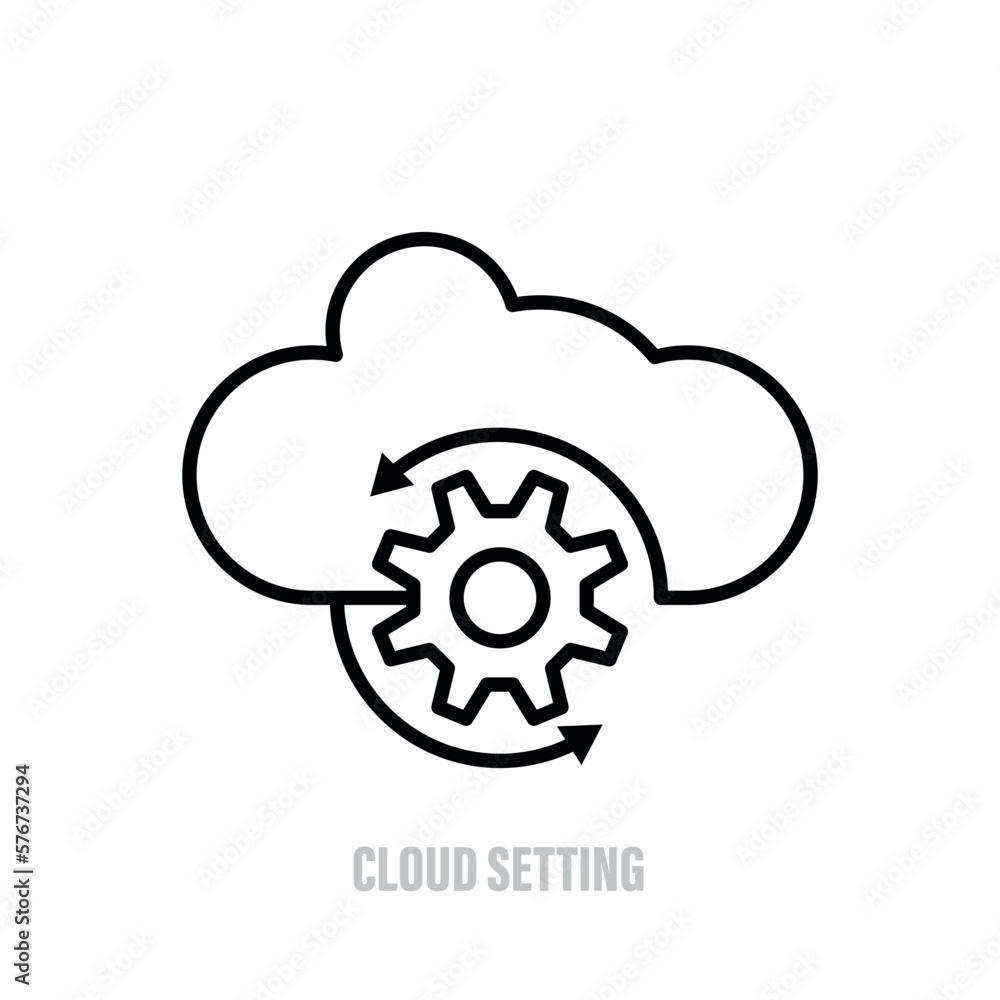 Poster Cloud settings icon vector. Cloud customization and editing.
