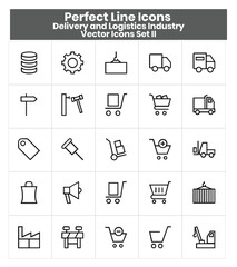 Delivery and Logistics Industry Related Vector Icons Set I