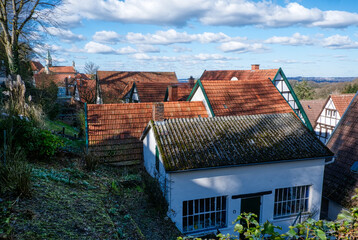 Fototapeta na wymiar Blick auf die historischen Häuser in der Altstadt von Tecklenburg