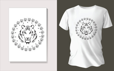 Black and white tee shirt design animal face