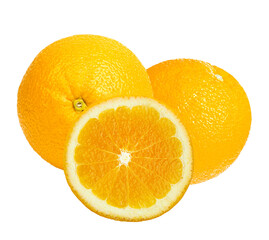 Orange fruit with orange slices  isolated on  transparent.
